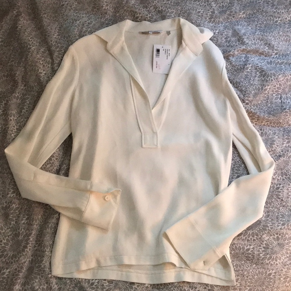 NWT Helmut Lang white v-neck blouse sz xs